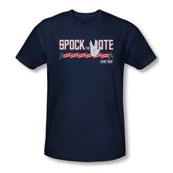 Star Trek Shirt Slim Fit Spock The Vote Navy T-Shirt