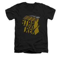 Star Trek Shirt Slim Fit V-Neck 3D Logo Black T-Shirt