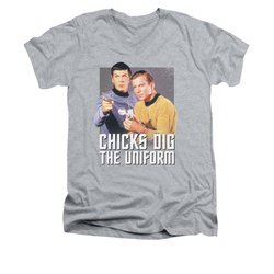 Star Trek Shirt Slim Fit V-Neck Chicks Dig The Uniform Athletic Heather T-Shirt