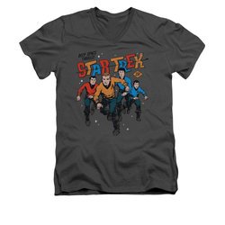 Star Trek Shirt Slim Fit V-Neck Deep Space Thrills Charcoal T-Shirt