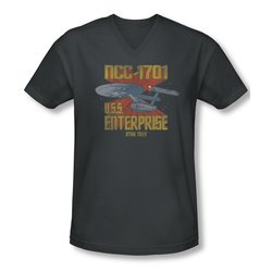 Star Trek Shirt Slim Fit V-Neck NCC-1701 Charcoal T-Shirt