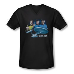 Star Trek Shirt Slim Fit V-Neck The Main Three Black T-Shirt