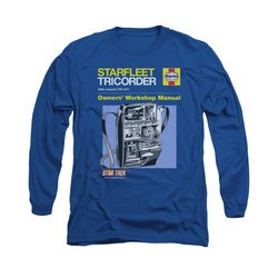 Star Trek Shirt Tricorder Manual Long Sleeve Royal Blue Tee T-Shirt