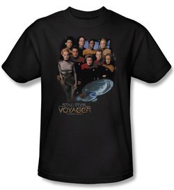 Star Trek Shirt Voyager Crew Adult Black Tee T-Shirt