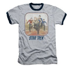 Star Trek Shirts - The Animated Series Ringer Shirt Running Cartoon Adult Heather/Navy Tee T-Shirt