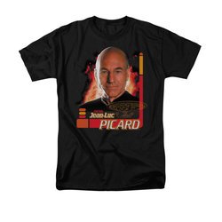 Star Trek - The Next Generation Shirt Captain Picard Adult Black Tee T-Shirt