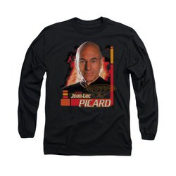 Star Trek - The Next Generation Shirt Captain Picard Long Sleeve Black Tee T-Shirt