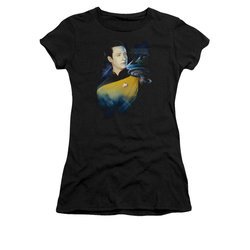 Star Trek - The Next Generation Shirt Juniors Data 25th Black Tee T-Shirt