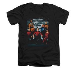 Star Trek - The Next Generation Shirt Slim Fit V Neck 25th Anniversary Black Tee T-Shirt