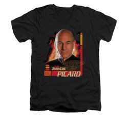 Star Trek - The Next Generation Shirt Slim Fit V Neck Captain Picard Black Tee T-Shirt