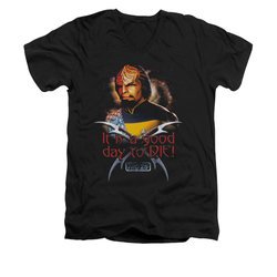 Star Trek - The Next Generation Shirt Slim Fit V Neck Good Day To Die Black Tee T-Shirt