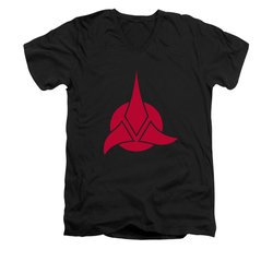 Star Trek - The Next Generation Shirt Slim Fit V Neck Klingon Logo Black Tee T-Shirt