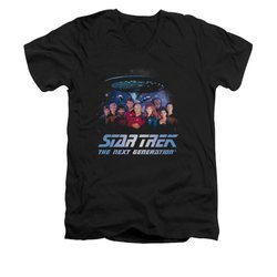 Star Trek - The Next Generation Shirt Slim Fit V Neck Space Group Black Tee T-Shirt