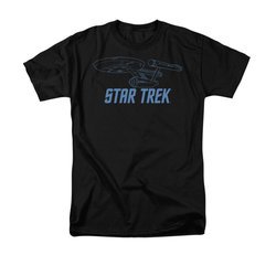 Star Trek - The Original Series Shirt Enterprise Outline Adult Black Tee T-Shirt