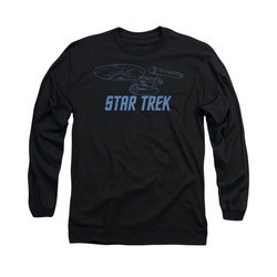 Star Trek - The Original Series Shirt Enterprise Outline Long Sleeve Black Tee T-Shirt