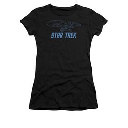 Star Trek - The Original Series Shirt Juniors Enterprise Outline Black Tee T-Shirt