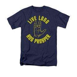 Star Trek - The Original Series Shirt Live Long Hand Adult Navy Tee T-Shirt