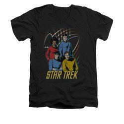 Star Trek - The Original Series Shirt Slim Fit V Neck Warp Factor 4 Black Tee T-Shirt