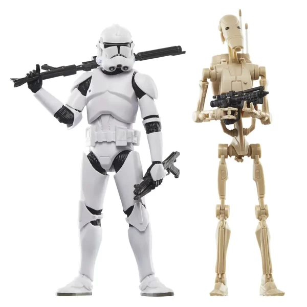 Star Wars Black Series Cw 6in Clone Trooper & Battle Droid Action Figure 2pk