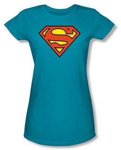 Superman Juniors Logo T-shirt DC Comics Turquoise Tee Shirt