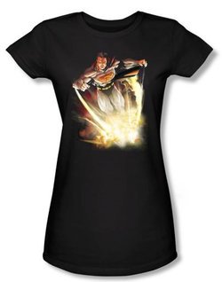 Superman Juniors Shirt DC Comics Final Crisis Explosive Black T-Shirt