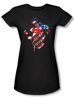 Superman Juniors Shirt DC Comics The American Way Adult Black T-Shirt