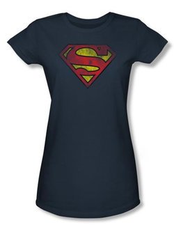 Superman Juniors Shirt Inside Shield Slate Blue Tee T-Shirt