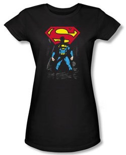 Superman Juniors T-shirt DC Comics Dark Alley Logo Black Tee Shirt