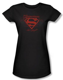 Superman Juniors T-shirt DC Comics Los Angeles Shield Black Tee Shirt