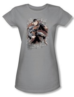 Superman Justice League Juniors T-shirt Bricks Silver Gray Tee Shirt