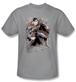 Superman Kids Shirt Justice League Bricks Silver Gray Youth T-Shirt