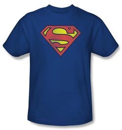 Superman Kids T-Shirt Retro Supes Logo Distressed Royal Tee Youth