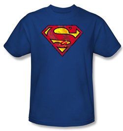 Superman Kids T-shirt Action Shield Superhero Royal Blue Tee Youth