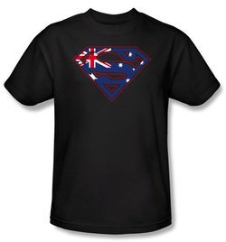 Superman Kids T-shirt Australian Shield Logo Black Tee Youth