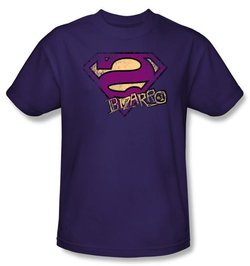 Superman Kids T-shirt Bizarro Logo Distressed Shield Purple Tee Youth