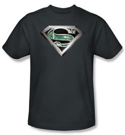 Superman Kids T-shirt Circuitry Logo Charcoal Gray Tee Youth