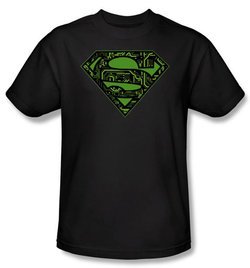 Superman Kids T-shirt Circuits Shield Logo Black Tee Youth