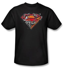 Superman Kids T-shirt DC Comics Breaking Chain Logo Black Tee Youth