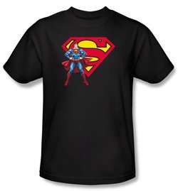 Superman Kids T-shirt DC Comics Logo Shield Black Tee Youth