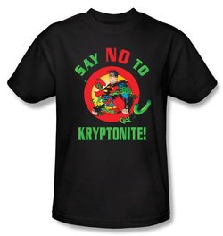 Superman Kids T-shirt DC Comics Say No To Kryptonite Black Tee Youth