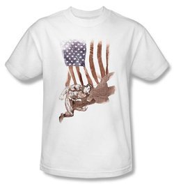 Superman Kids T-shirt DC Comics Super American Flag White Tee Youth