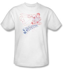 Superman Kids T-shirt Dc Comics Sketch White Superhero Tee Youth