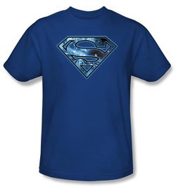 Superman Kids T-shirt On Ice Shield Logo Royal Blue Tee Shirt Youth