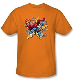 Superman Kids T-shirt Stars And Chains Superhero Orange Tee Youth