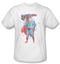 Superman Kids T-shirt Vintage Ink Splatter White Tee Youth