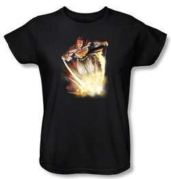 Superman Ladies Shirt DC Comics Final Crisis Explosive Black T-Shirt