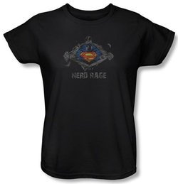 Superman Ladies T-shirt DC Comics Nerd Rage Black Tee Shirt