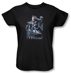 Superman Ladies T-shirt DC Comics Night Fight Black Tee Shirt