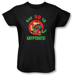 Superman Ladies T-shirt DC Comics Say No To Kryptonite Black Tee Shirt