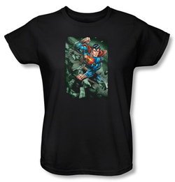 Superman Ladies T-shirt DC Comics Superhero Indestructible Black Tee